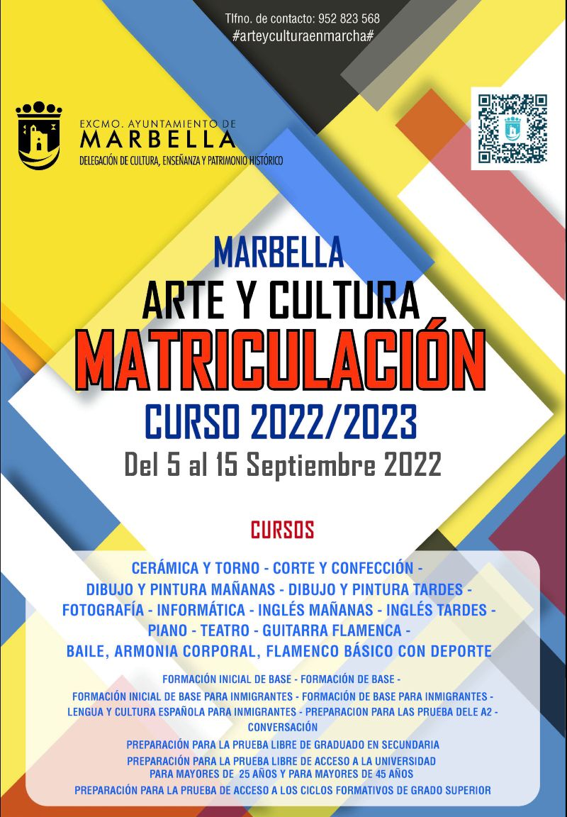 Matriculación cursos Arte y Cultura Marbella