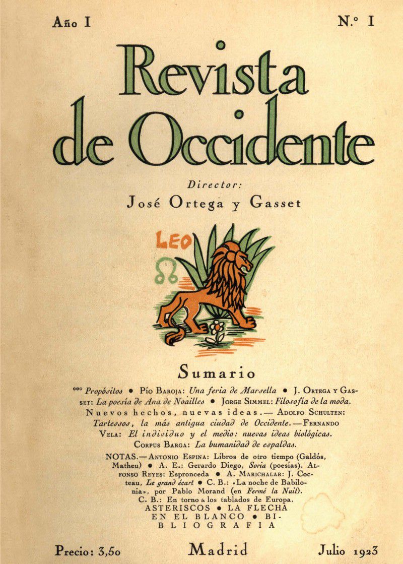 26 Mar 2023 10:00 : Exposición Homenaje a la Revista de Occidente. 1923 - 2023
