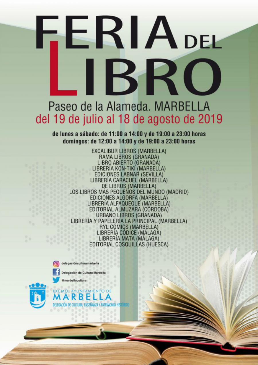 El Paseo de la Alameda acoge mañana la inauguración de la Feria del Libro de Marbella 2019