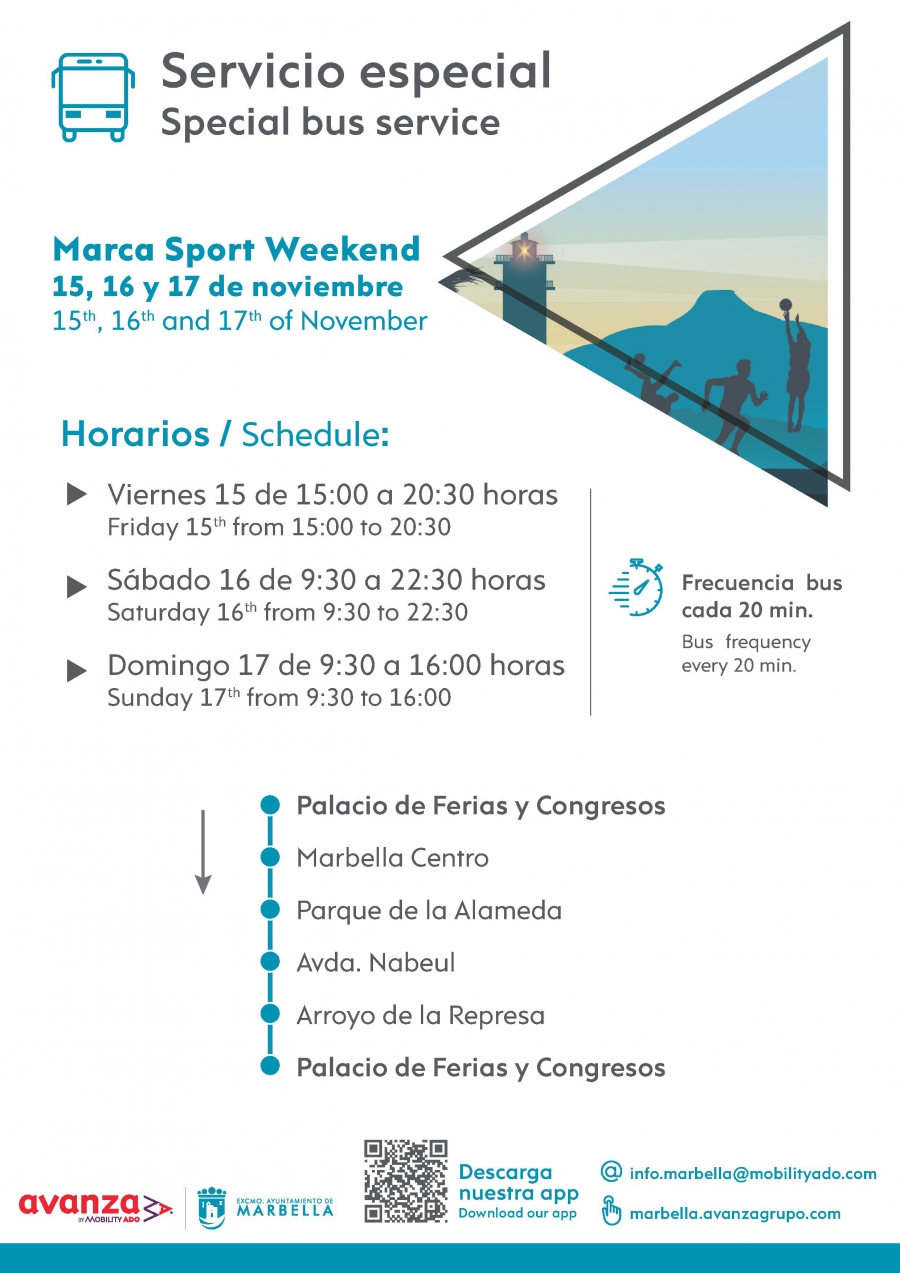 El Ayuntamiento habilita un servicio especial y gratuito de autobús para disfrutar de las actividades del ‘Marca Sport Weekend Marbella’