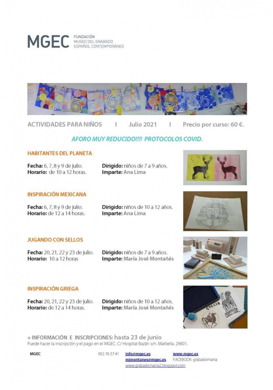 El Museo del Grabado Español Contemporáneo organiza cuatro cursos dirigidos a escolares de entre 7 a 12 años durante el mes de julio