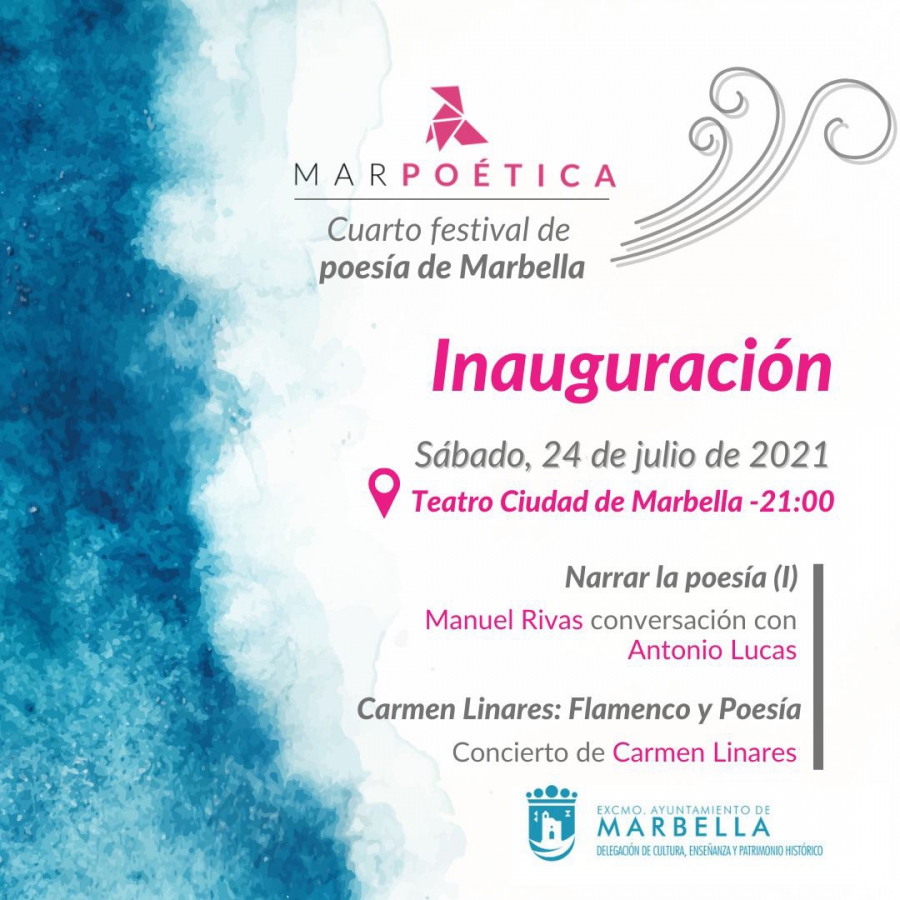Las actividades literarias del Festival Marpoética arrancan mañana en el Teatro Ciudad de Marbella con la voz de Manuel Rivas y la fuerza flamenca de Carmen Linares