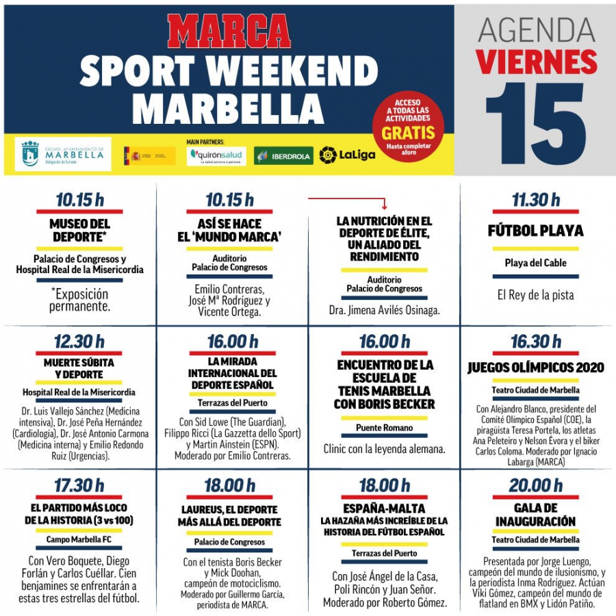 La rotonda de los barcos y el puente del Santo Cristo del Amor se iluminarán de rojo este fin de semana por el ‘Marca Sport Weekend Marbella’
