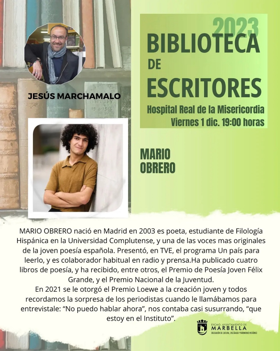 La cuarta edición del ciclo ‘Biblioteca de escritores’ se despide este viernes, 1 de diciembre, con la participación del poeta Mario Obrero
