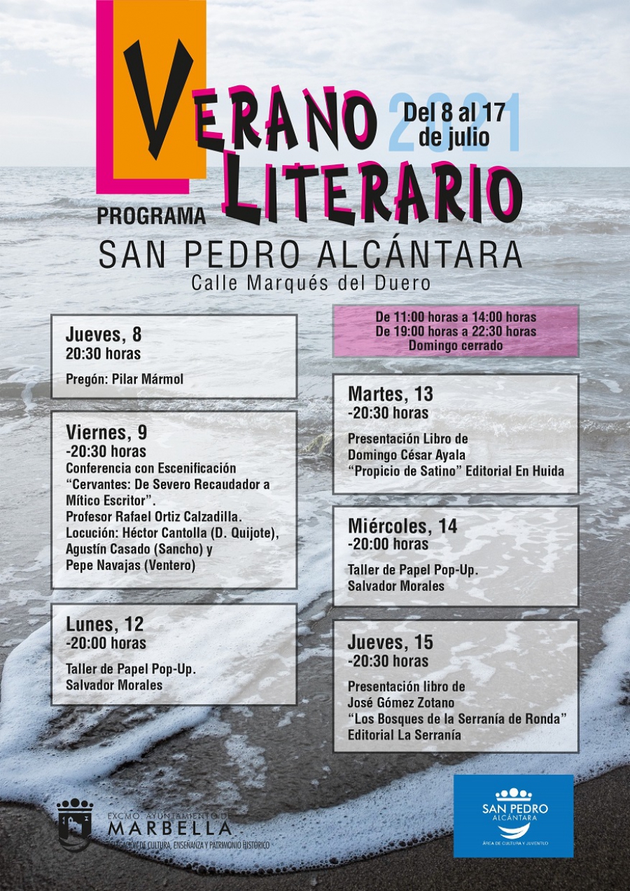 San Pedro Alcántara acogerá a partir de mañana y hasta el 17 de julio la celebración del ‘Verano Literario’, con presentaciones de libros, conferencias y talleres para los más pequeños