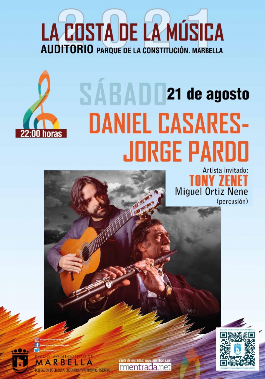 El dúo formado por el guitarrista Daniel Casares y el saxofonista Jorge Pardo inundarán de sonidos flamencos mañana sábado el auditorio del Parque de la Constitución