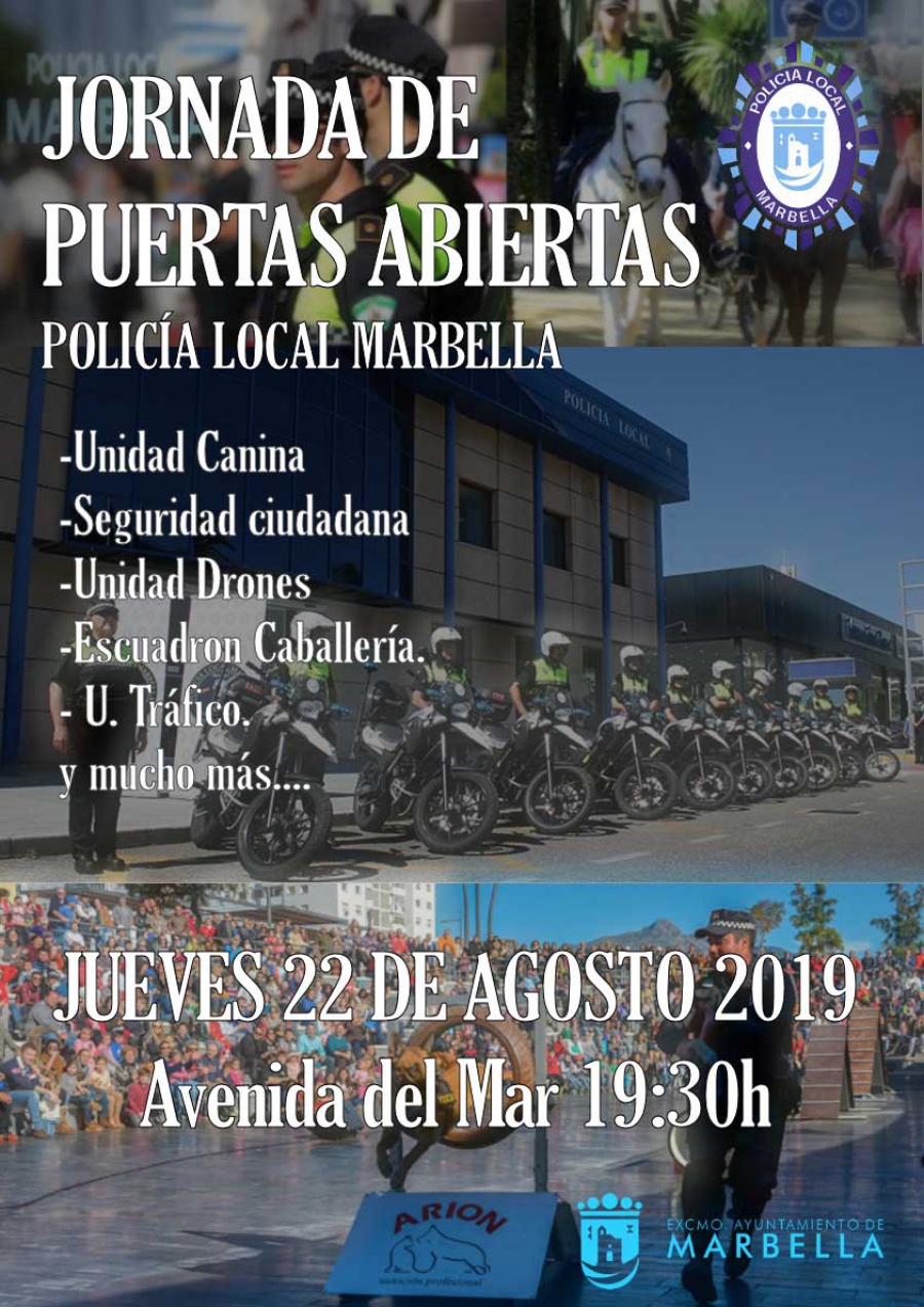 La Policía Local llevará a cabo dos jornadas de puertas abiertas, en la avenida del Mar y en el Bulevar de San Pedro Alcántara, los días 22 y 30 de agosto