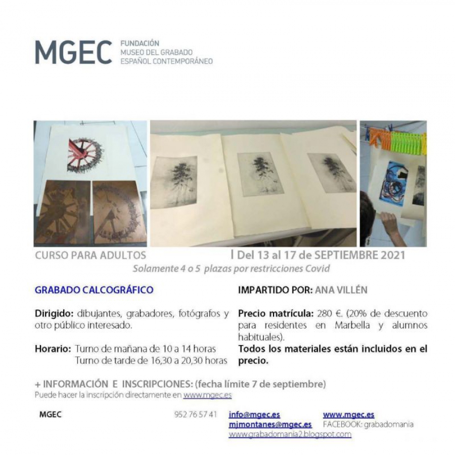 El Museo del Grabado programa un curso de calcografía del 13 al 17 de septiembre