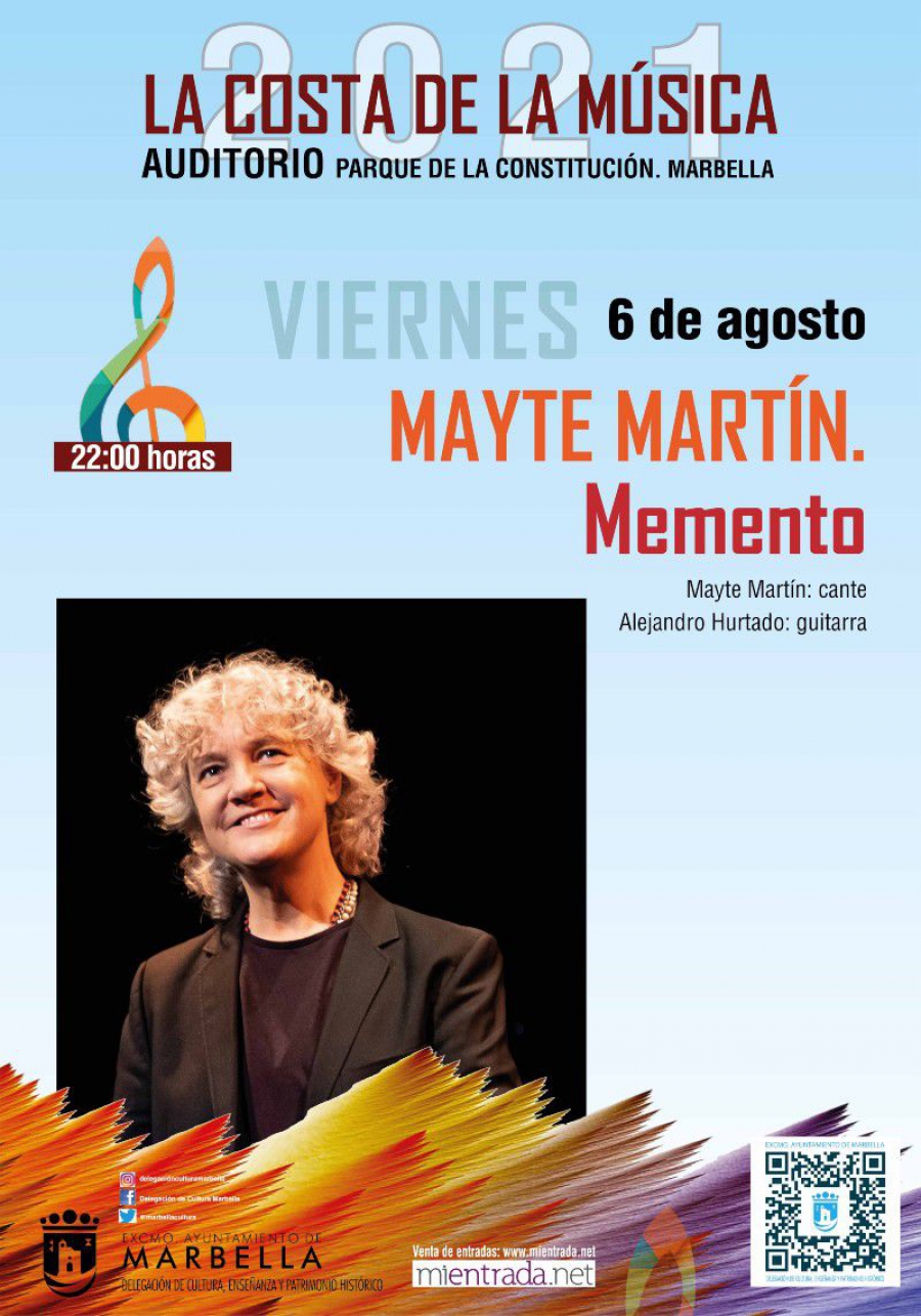 La cantaora Mayte Martín recala este viernes en el Auditorio del Parque de la Constitución dentro del Ciclo ‘La Costa de la Música’