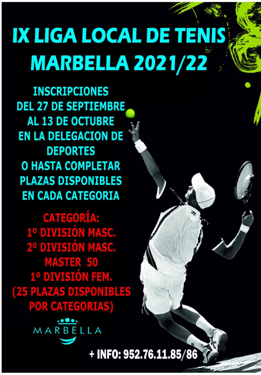 Abierto el plazo de inscripción de la IX Liga Local de Tenis de Marbella y de la VIII edición en San Pedro Alcántara