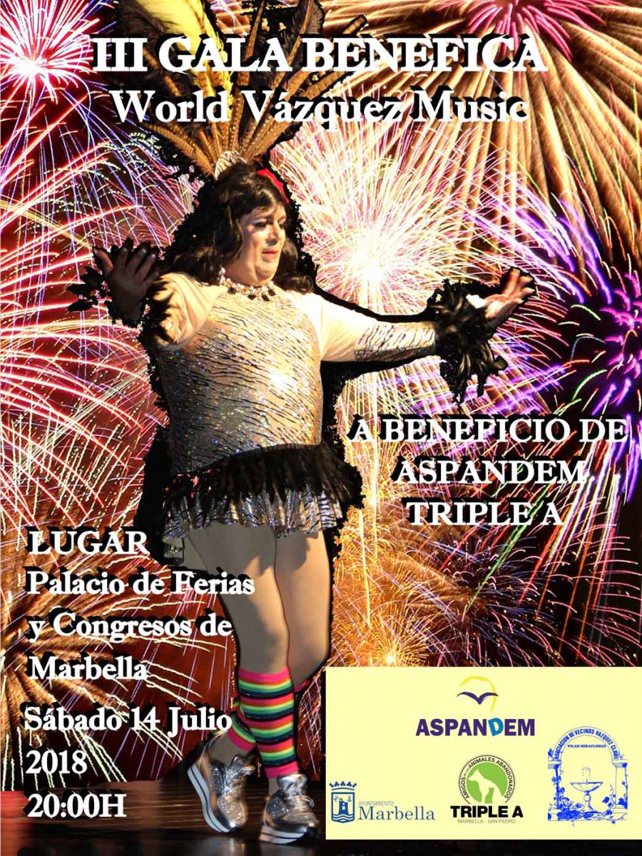 La III Gala Benéfica ‘World Vázquez Music’ se celebrará el 14 de julio a beneficio de Aspandem y Triple A