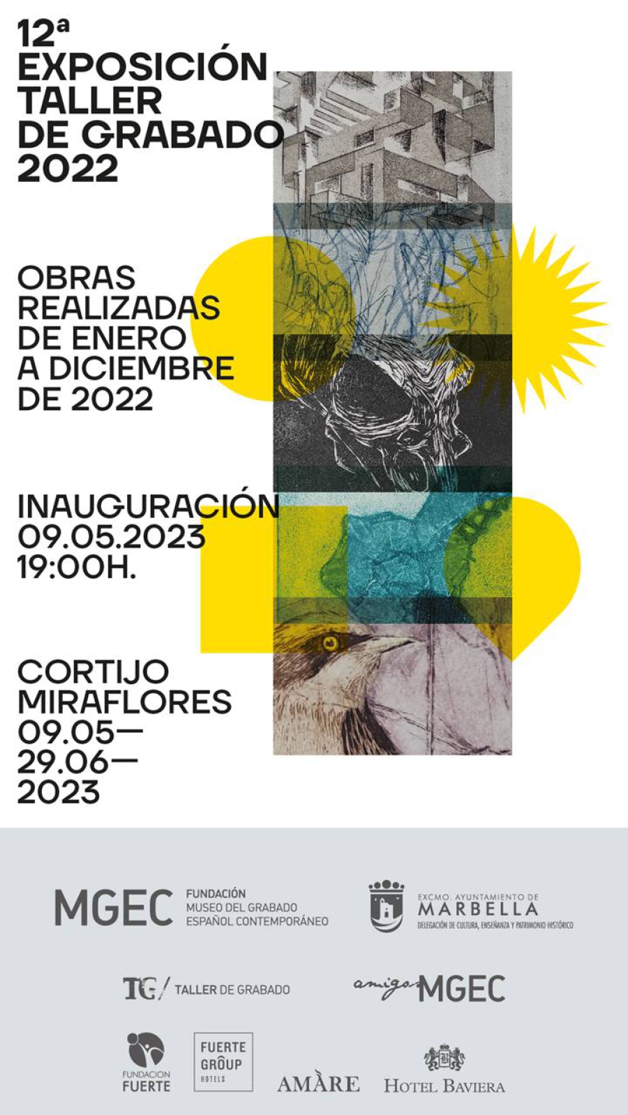 El Centro Cultural Cortijo Miraflores albergará desde el 9 de mayo la 12ª Exposición del Taller del Museo del Grabado Español Contemporáneo con 37 obras realizadas el pasado año