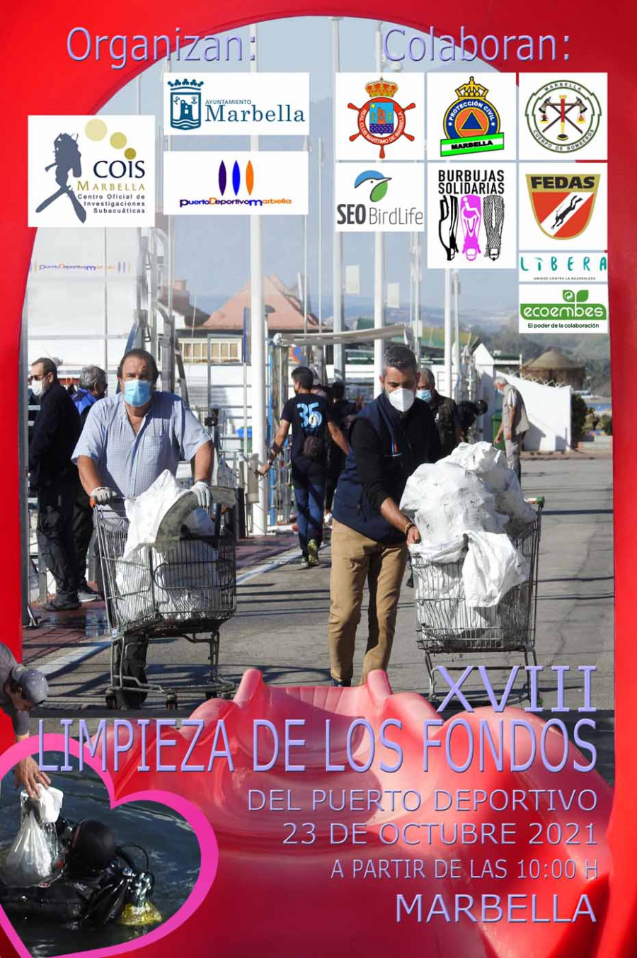 La XVIII Limpieza de los Fondos Marinos del Puerto Deportivo de Marbella se celebra este sábado 23 de octubre