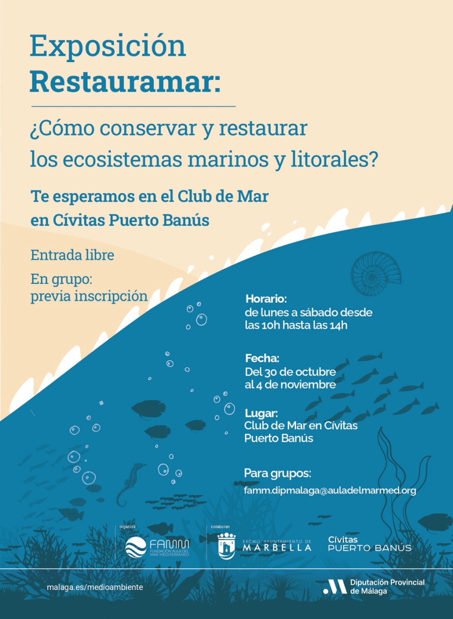 El Club de Mar de Puerto Banús alberga hasta el 4 de noviembre la exposición itinerante ‘Restauramar’ para concienciar sobre la necesidad de conservar los ecosistemas marinos