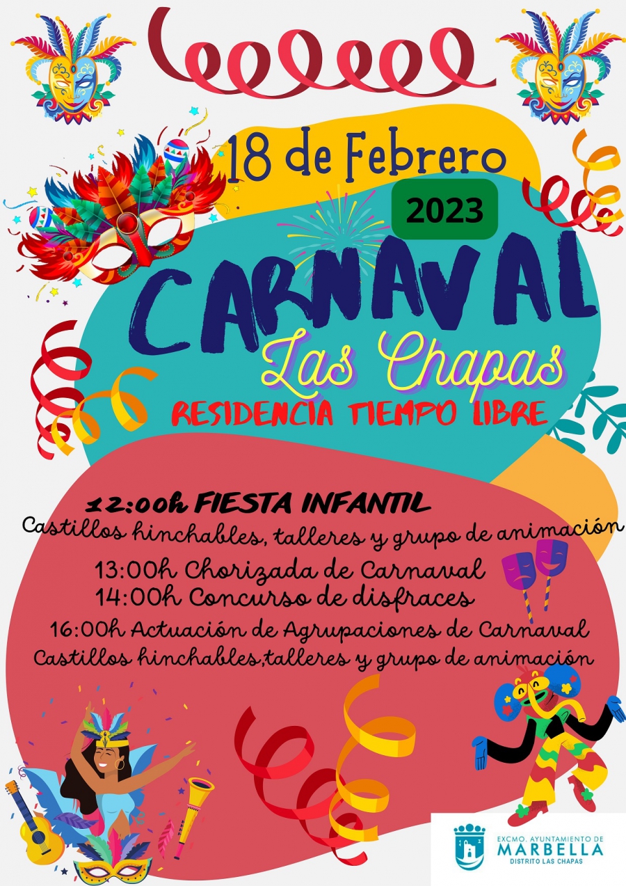 Las Chapas celebrará el Carnaval el próximo 18 de febrero con una fiesta con animación, concurso de disfraces y actuaciones en la Residencia de Tiempo Libre