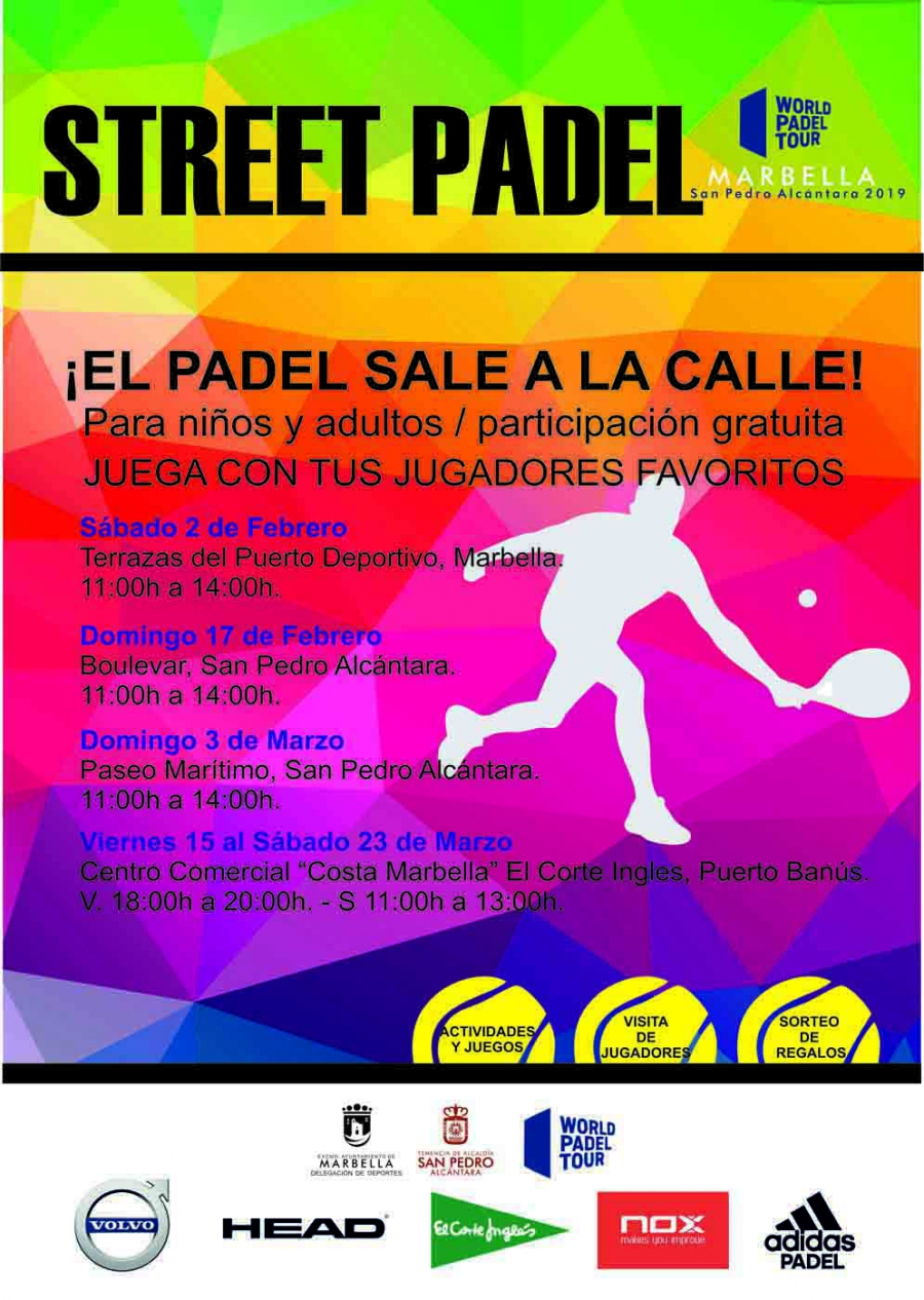 El Ayuntamiento promocionará el World Padel Tour sacando a las calles de Marbella y San Pedro Alcántara a los mejores jugadores de pádel con la iniciativa Street Padel