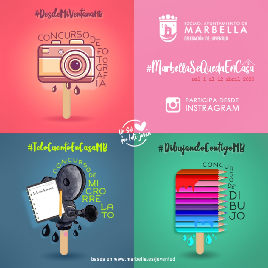La concejalía de Juventud pone en marcha los concursos creativos ‘Marbella se queda en casa’ que premiarán las mejores fotografías, microrelatos y dibujos de la ciudadanía