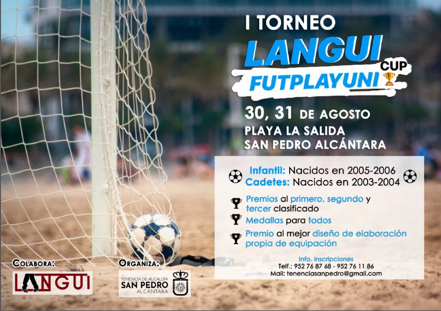 La playa de San Pedro Alcántara acogerá el I Torneo ‘Langui Cup Futplayuni’ para promover entre los más jóvenes valores de compañerismo a través del deporte