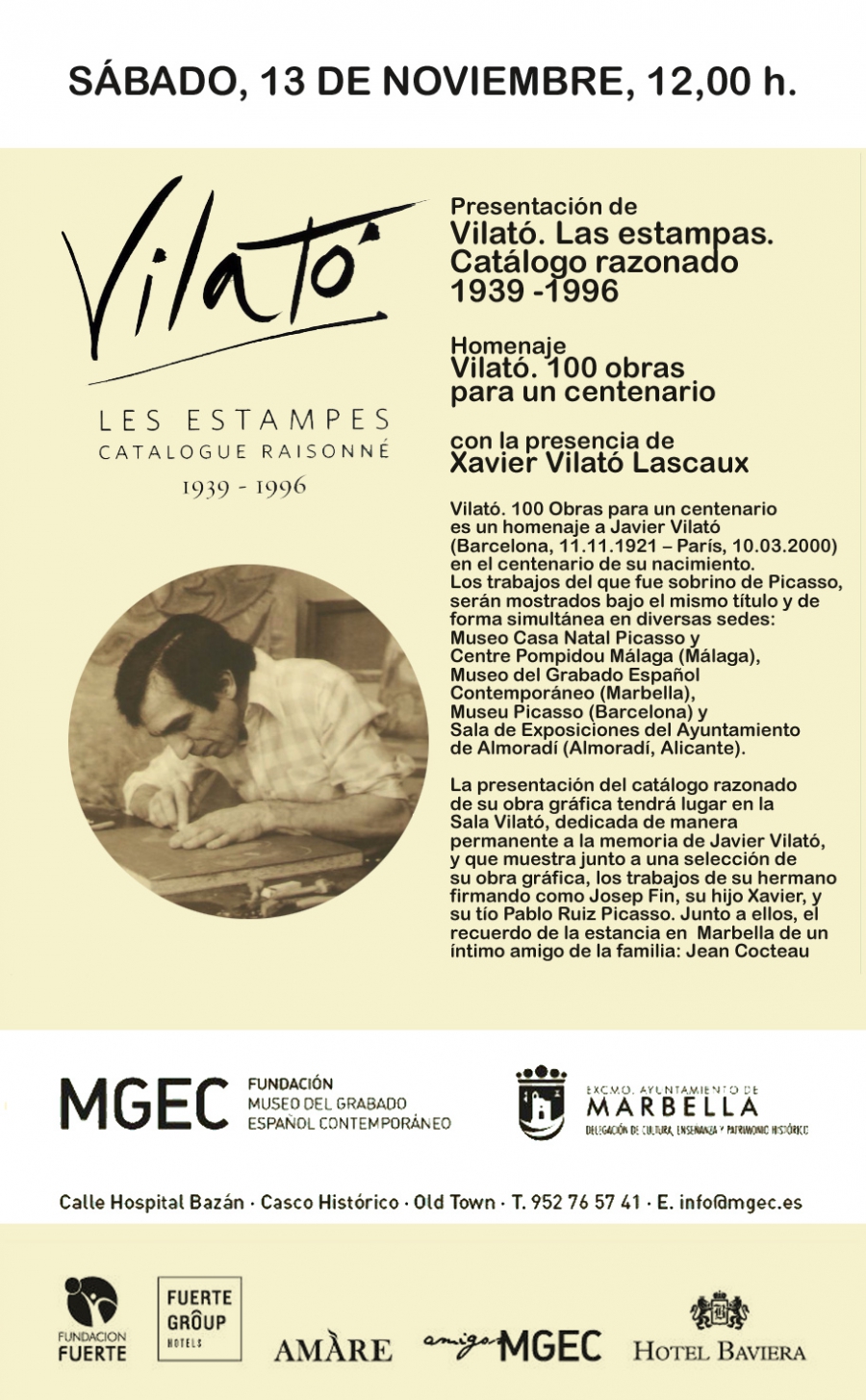 El Museo del Grabado se une a la celebración del centenario del nacimiento de Javier Vilató Ruiz con la presentación del catálogo razonado de su obra gráfica