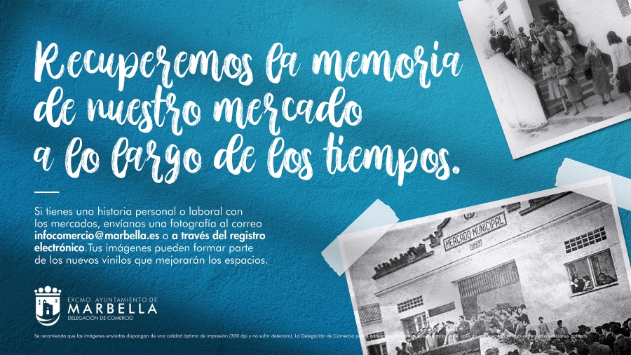 La delegación de Comercio pone en marcha una campaña para recopilar fotos antiguas de los mercados municipales de Marbella que decorarán la cristalera del Central