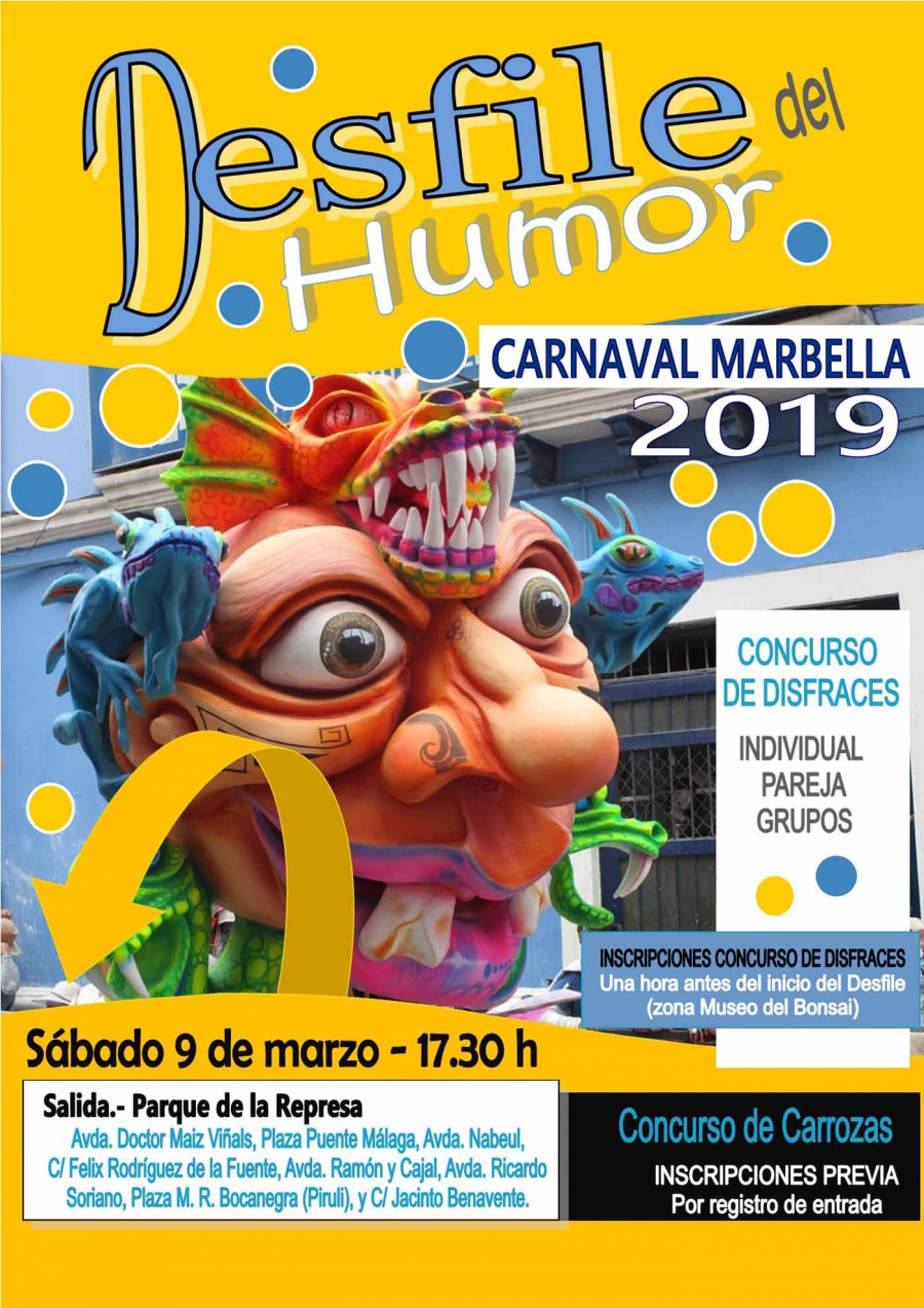El Desfile del Humor del Carnaval de Marbella saldrá mañana sábado a las 17.30 horas del parque de la Represa