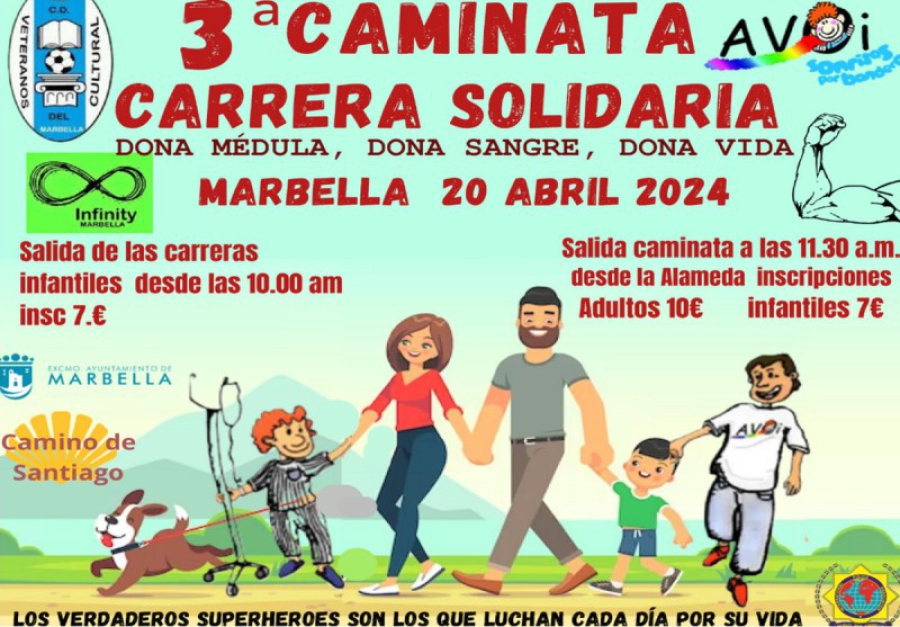 Marbella albergará el próximo 20 de abril la III Caminata Solidaria a beneficio de AVOI, con el objetivo de llevar a 70 niños a hacer el Camino de Santiago