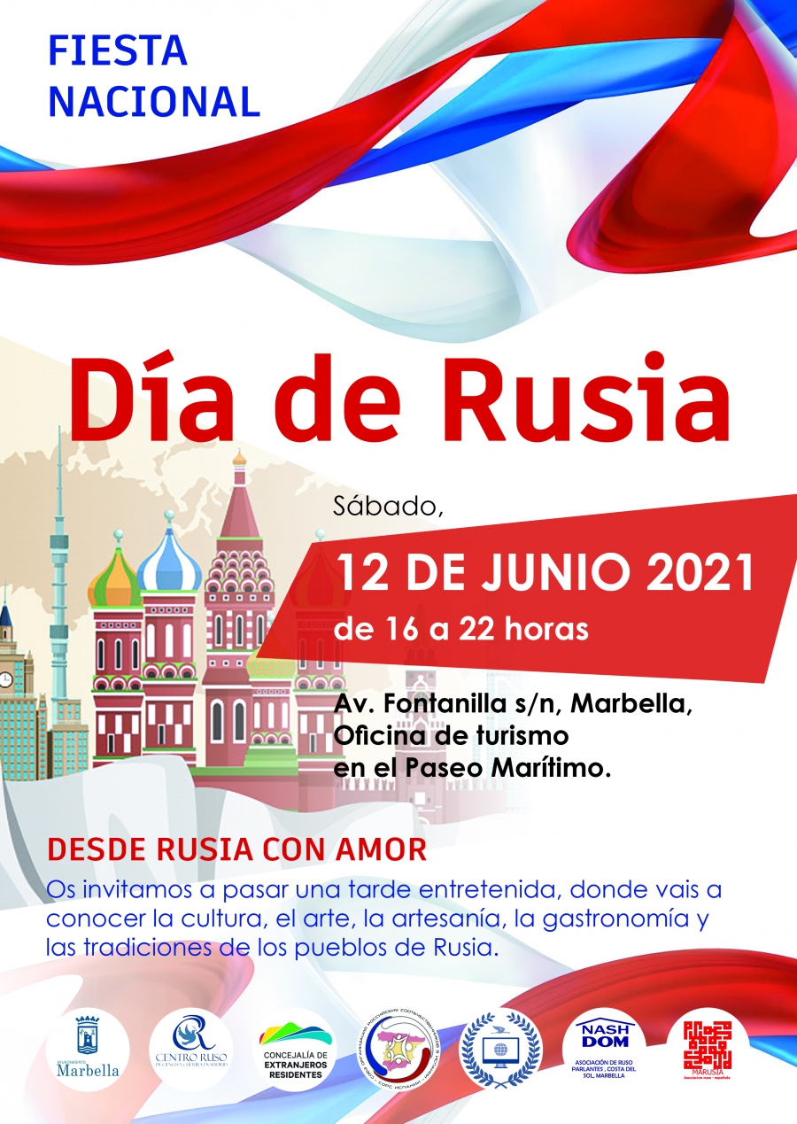 Marbella celebrará este sábado 12 de junio el Día Nacional de Rusia con un programa variado, que incluye un mapa interactivo de 200 m2 y la posibilidad de hacer teleturismo y conocer Moscú en tiempo real