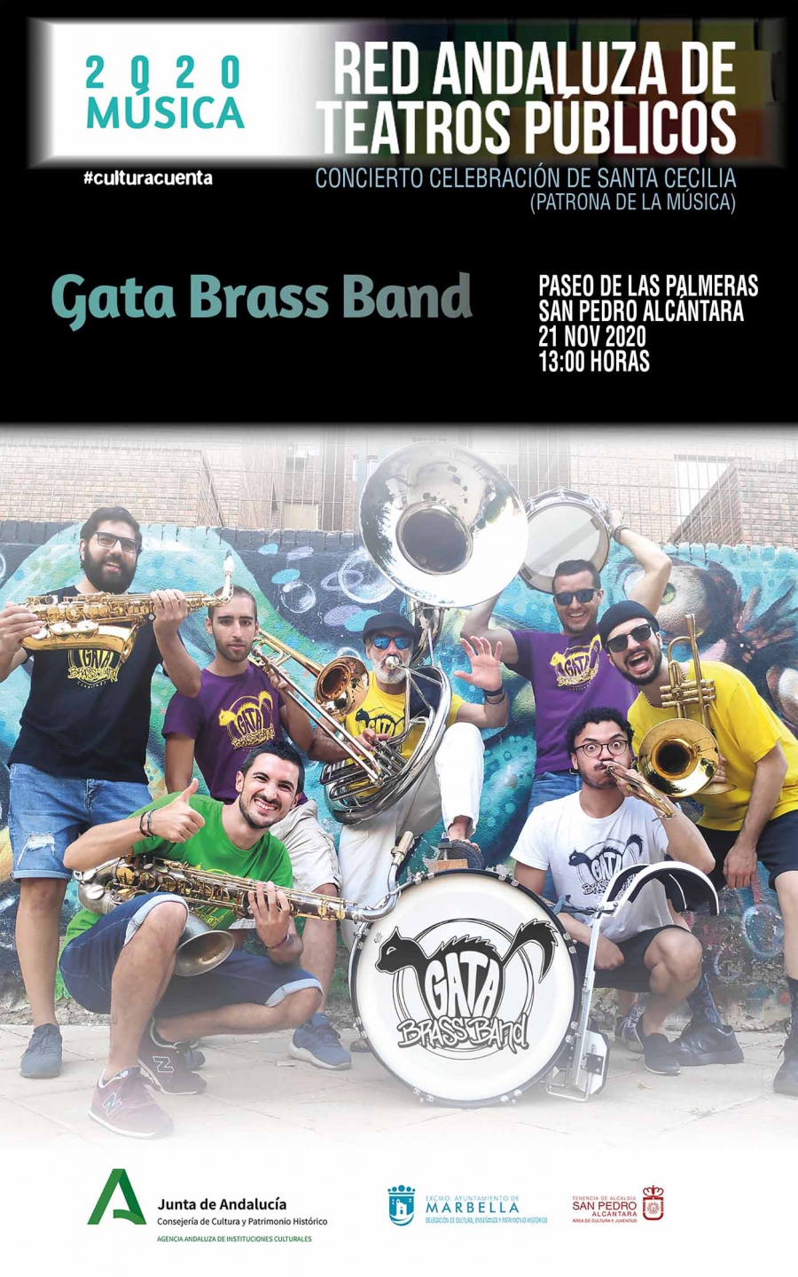 El Paseo de Las Palmeras de San Pedro Alcántara será escenario este sábado del concierto en honor a Santa Cecilia a cargo de la banda Gata Brass Band