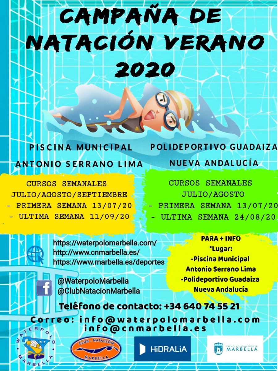 El Ayuntamiento colabora en la nueva campaña de natación de verano que organizan el Club Waterpolo de la ciudad y el CN Marbella
