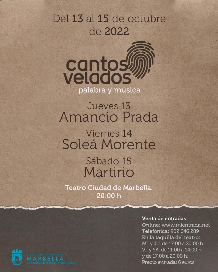 Amancio Prada abre este jueves en el Teatro Ciudad de Marbella la tercera edición de ‘Cantos Velados’