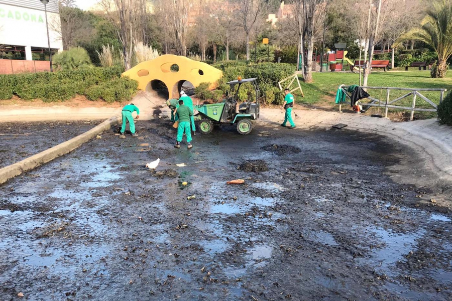 El Ayuntamiento acomete trabajos de mejora y limpieza del lago del parque de Xarblanca