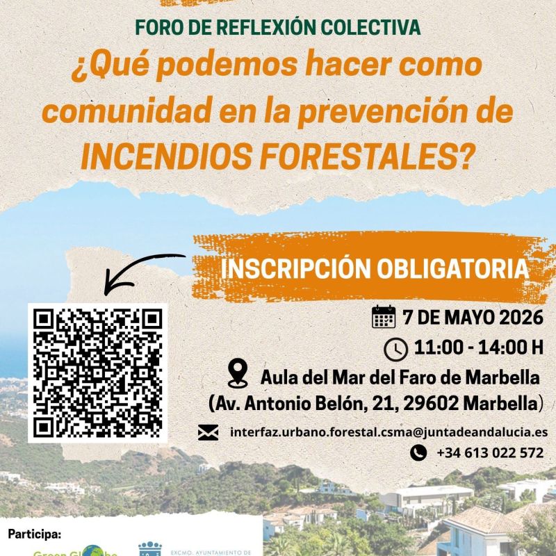 Marbella abordará el próximo 7 de mayo en un foro el papel de la ciudadanía en la prevención de incendios forestales