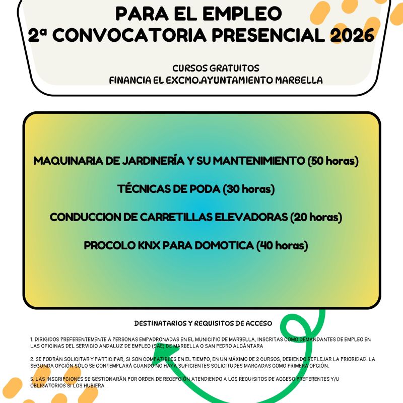 El Ayuntamiento abre mañana el periodo de inscripción para cuatro nuevos cursos gratuitos presenciales de formación para el empleo