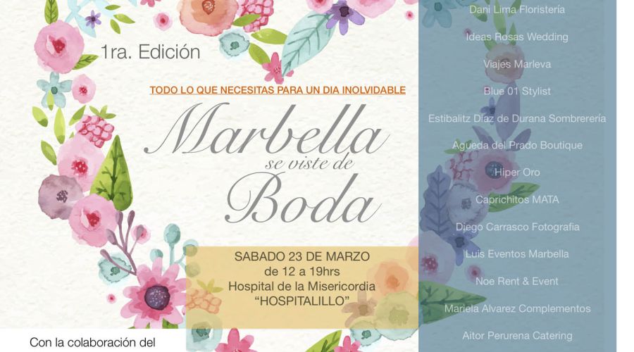 El evento ‘Marbella se viste de boda’ reunirá a una quincena de firmas este sábado 23 de marzo en el Hospital Real de la Misericordia