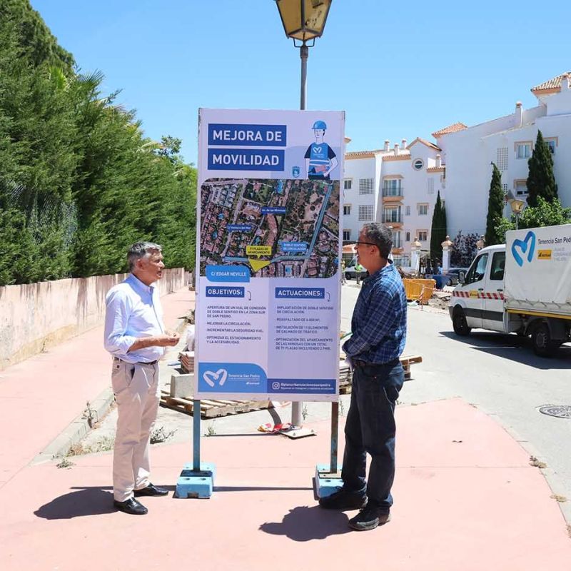 El Ayuntamiento inicia las obras de reordenación del tráfico en la calle Edgar Neville de San Pedro Alcántara, que se convertirá en doble sentido