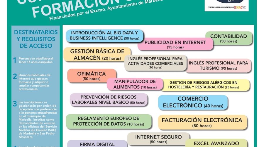 El Ayuntamiento pone en marcha la primera convocatoria del Plan Municipal de Formación para el Empleo 2022 con 23 cursos con un total de 920 plazas gratuitas