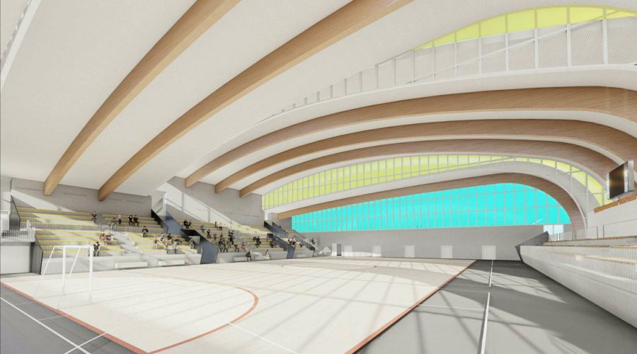 El nuevo pabellón polideportivo que se está construyendo en el ensanche sur de San Pedro Alcántara se encuentra al 70% de ejecución y está previsto que finalice a principios de 2024