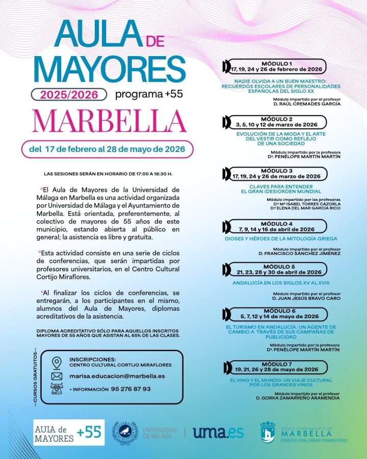 Imagen de la noticia El Aula de Mayores programa siete módulos formati…