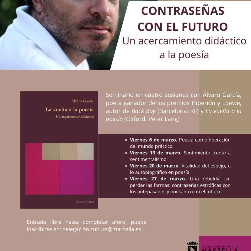 El Centro Cultural Cortijo Miraflores albergará este viernes el inicio del seminario ‘Contraseñas con el futuro. Un acercamiento didáctico a la poesía’, que contará con cuatro sesiones en marzo