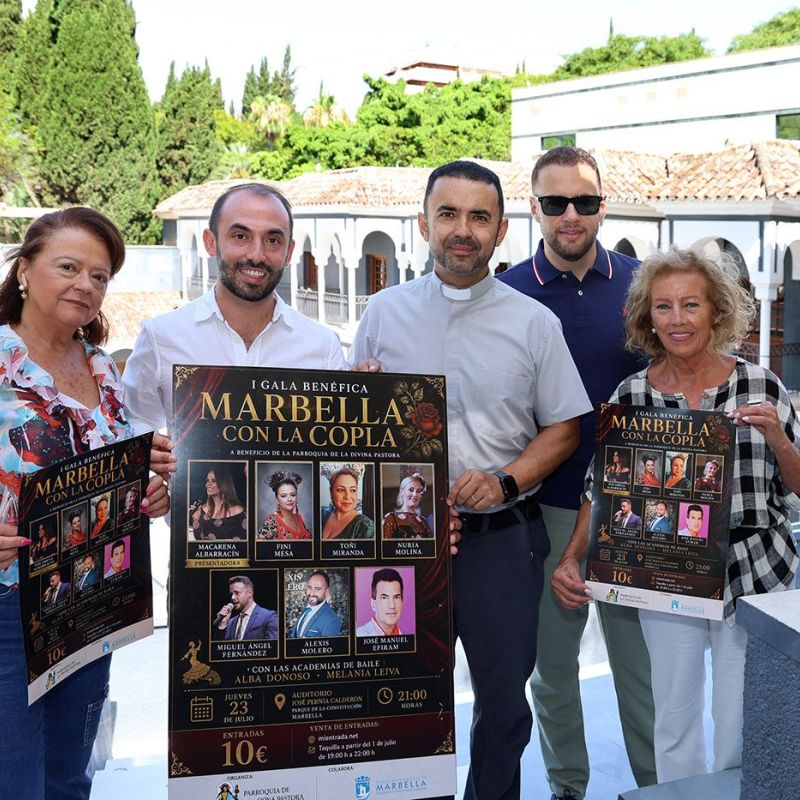 El Auditorio José Pernía Calderón del Parque de la Constitución albergará el 23 de julio la I Gala Benéfica ‘Marbella con la Copla’, a favor de la Parroquia Divina Pastora