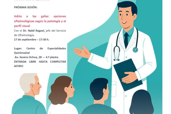 El Ayuntamiento colabora con el hospital Quirónsalud Marbella en una nueva sesión de las ‘Aulas de Salud’ sobre las alternativas oftalmológicas para corregir los problemas de visión