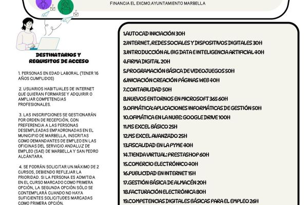 El Ayuntamiento abre el plazo de inscripción para la segunda convocatoria de cursos online gratuitos del Plan Municipal de Formación para el Empleo